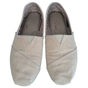 Bobs Women's Size 7 Beige Canvas Slip On Flats Shoes Everyday